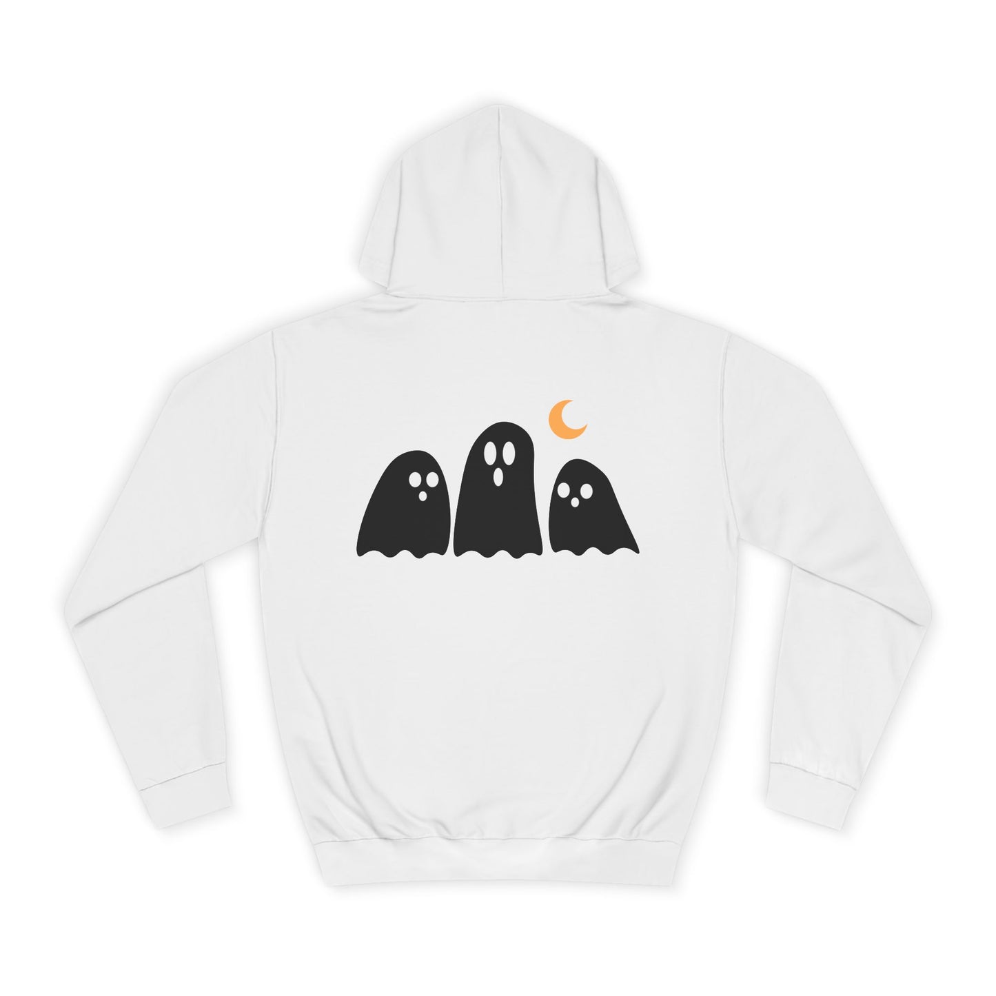 Spooky Season Unisex College Hoodie, Halloween Sweatshirt, Ghost Print Hoodie, Cozy Fall Apparel, Casual College Wear