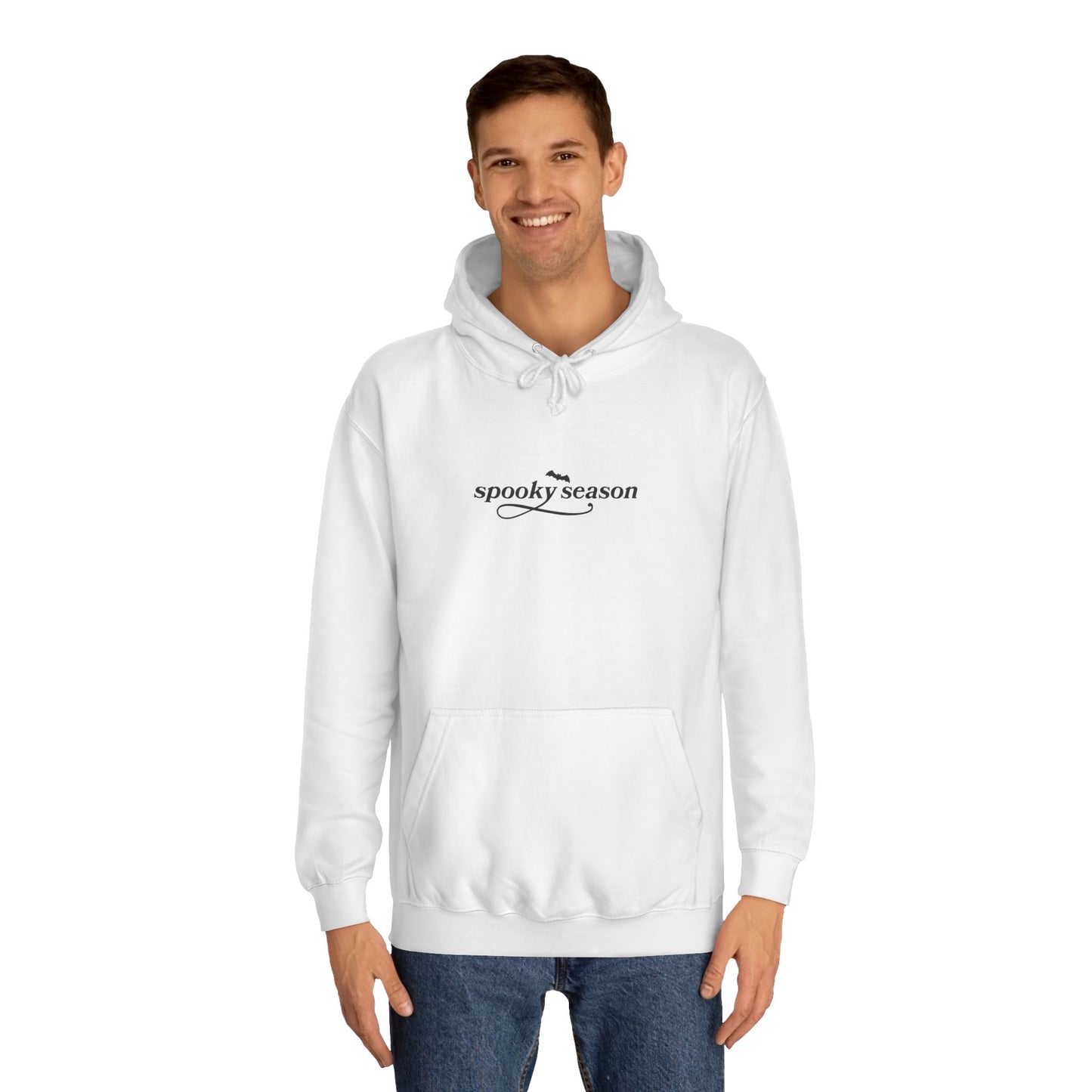 Spooky Season Unisex College Hoodie, Halloween Sweatshirt, Ghost Print Hoodie, Cozy Fall Apparel, Casual College Wear